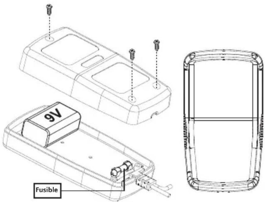 Amprobe PK110 - Al reemplazar la batería y el fusible, siga los pasos que se detallan a continuación: - 1