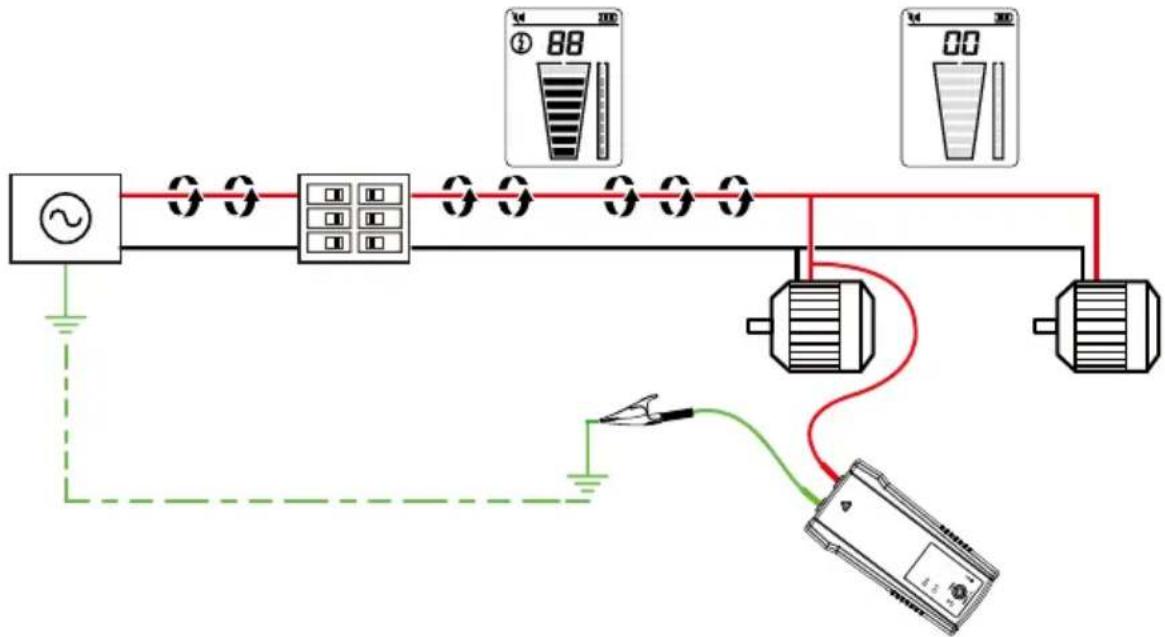 Amprobe AT6010 - Tracing – Energized and De-energized Wires Connecting test leads to the Transmitter - 2