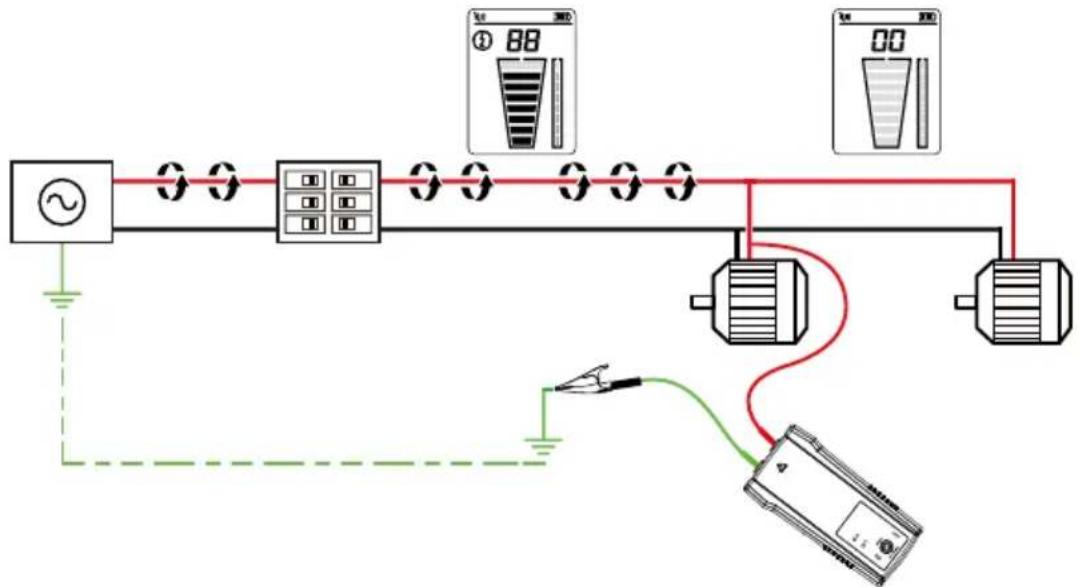 Amprobe AT6010 - Rastreo: cables energizados y desenergizados Conexión de los terminales de prueba con el transmisor - 2
