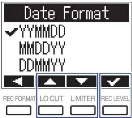 ZOOM F1 - Réglage du format de date - 5