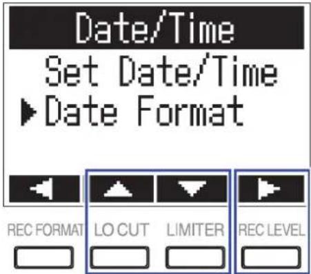 ZOOM F1 - Réglage du format de date - 3