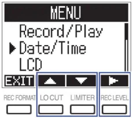 ZOOM F1 - Réglage du format de date - 1