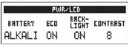 PWM/LCD BATTERY ECO BACK- LIGHT CONTRAST ALKALI ON ON 8