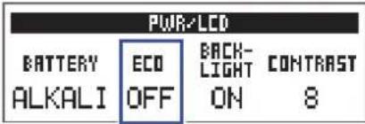 PWR/LCD BATTERY ECO BACK- ALKALI OFF ON CONTRAST 8