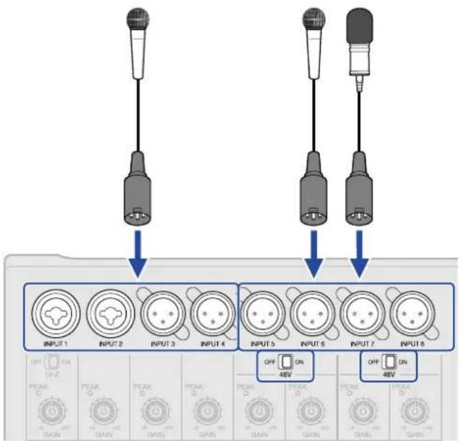 ZOOM R20 - ■ Connexion de micros - 1