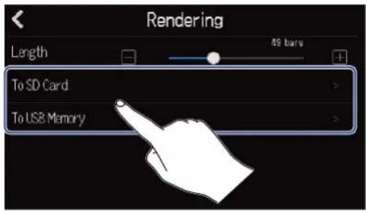 ZOOM R20 - Touchez l'endroit où le fichier WAV stéréo converti doit être sauvegardé. - 1