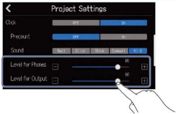 ZOOM R20 - Réglage du volume du son de métronome produit par les prises PHONES et OUTPUT - 1
