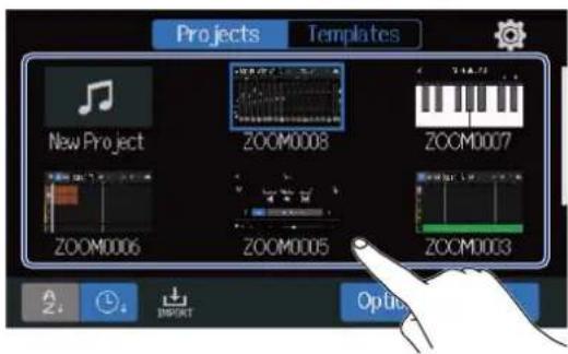 ZOOM R20 - Ouverture du menu Project Option (options de projet) - 4