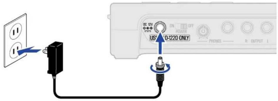 ZOOM R20 - Connexion de l'adaptateur secteur - 1