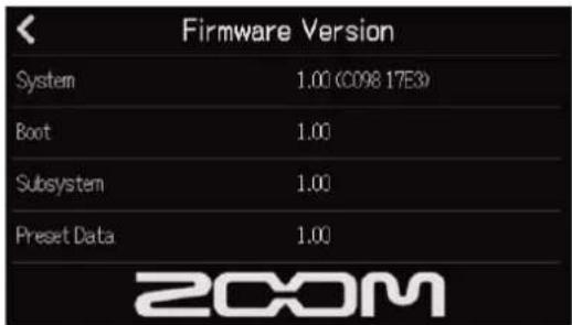ZOOM R20 - Vérification des versions de firmware - 3