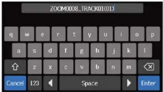 ZOOM R20 - Saisissez le nom du fichier WAV chargé. - 1