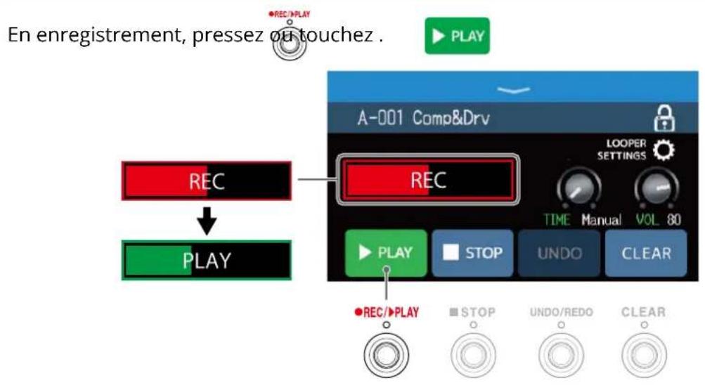 ZOOM B6 - Arrêt de l'enregistrement et lancement de la lecture en boucle - 1