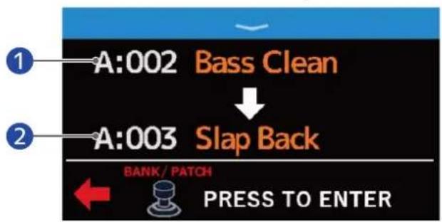 ZOOM B6 - Sélectionner des mémoires de patch avec la fonction PRESELECT activée - 3