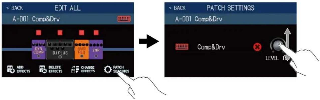 ZOOM B6 - Réglage du niveau de la mémoire de patch - 1
