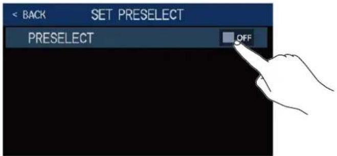 ZOOM B6 - Activer/désactiver la fonction PRESELECT - 2