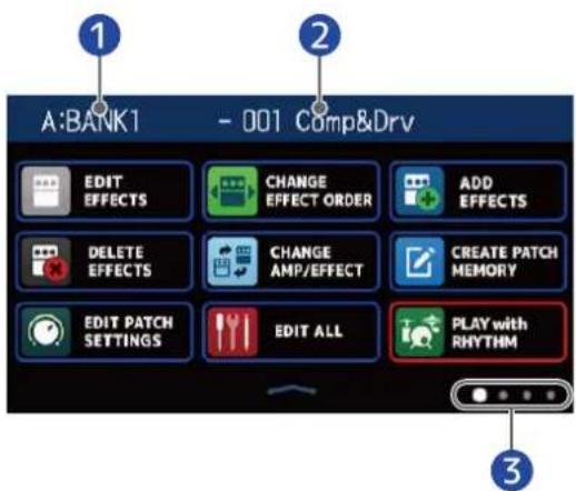 ZOOM B6 - Utilisation de l'écran Menu - 1