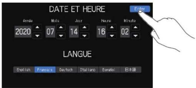 ZOOM PodTrak P8 - Réglage de la date/heure et de la langue (première mise sous tension) - 3