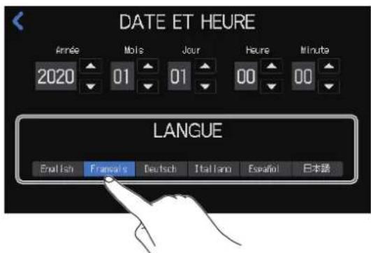 ZOOM PodTrak P8 - Changement de la langue d'affichage dans l'écran tactile - 1