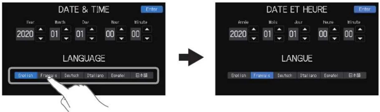 ZOOM PodTrak P8 - Réglage de la date/heure et de la langue (première mise sous tension) - 1