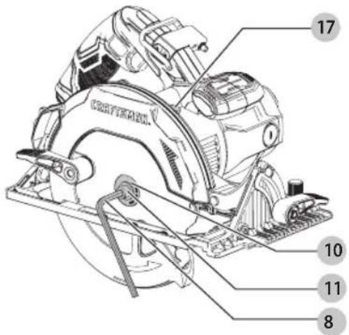 Craftsman CMES510 - Retrait de la lame (Fig. H, I) - 1
