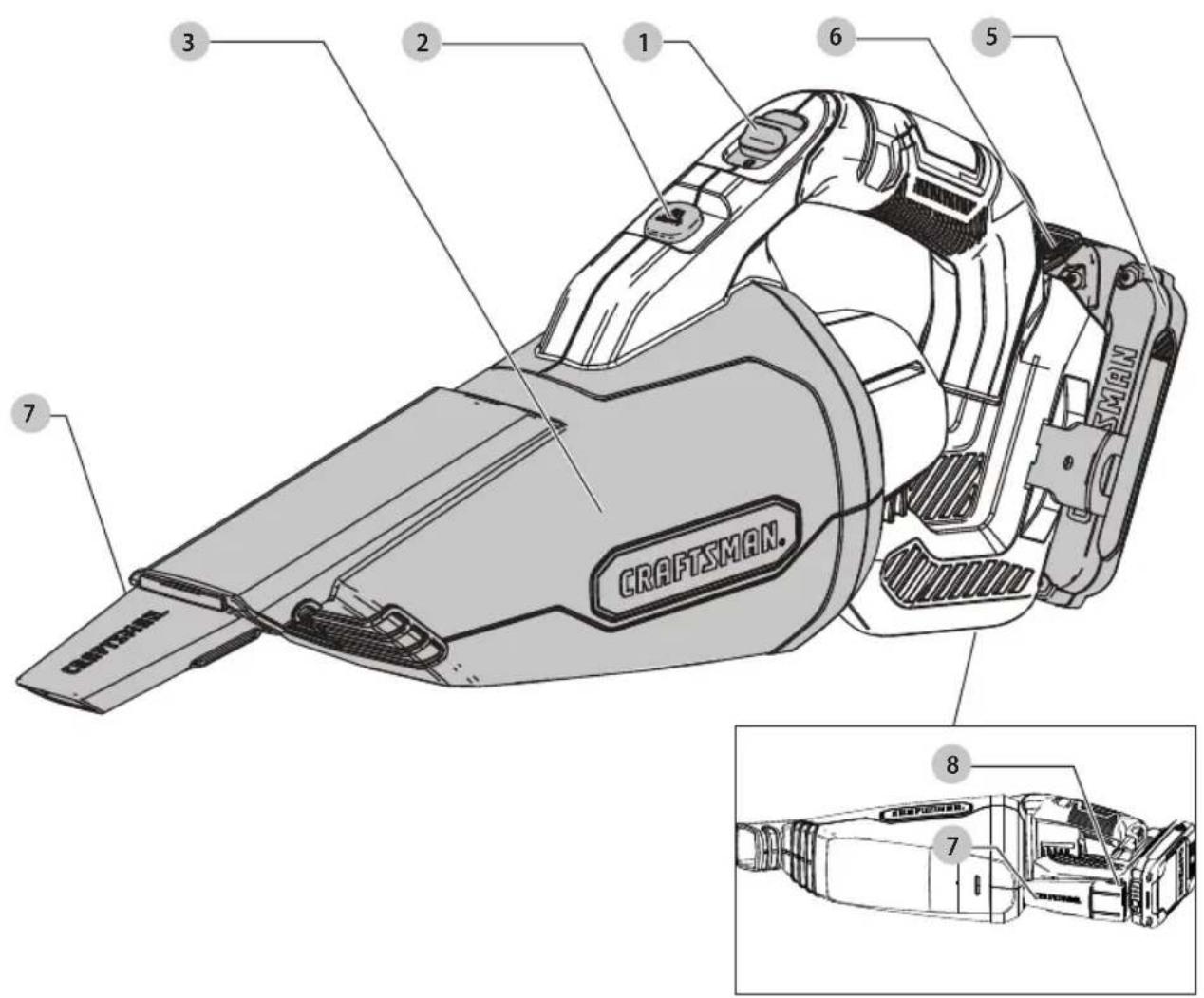 Craftsman CMCVH001 - Aspiradora Portátil Inalámbrica 20 V Máx\* - 2