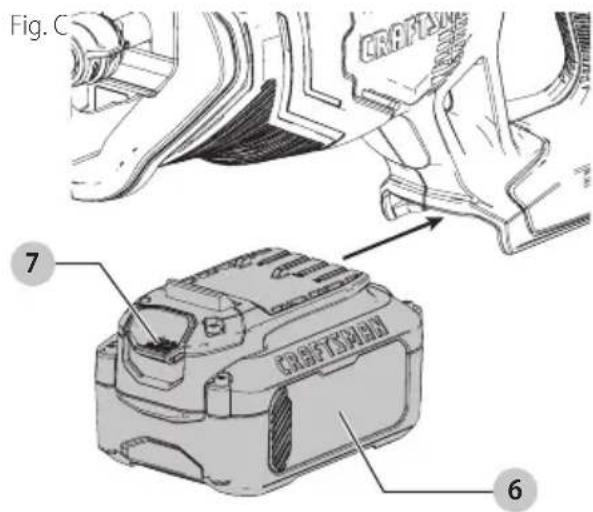Craftsman CMCS300 - como Instalar y Retirar la Unidad de Bateria (Fig. C) - 1