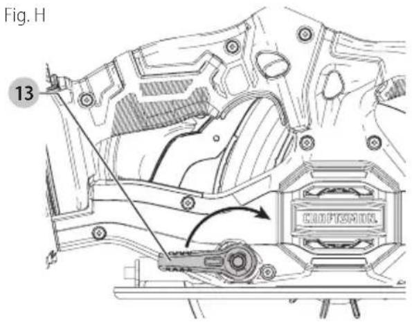 Craftsman CMCS500 - Réglage de la profondeur de coupe (Fig. H-J) - 1