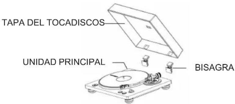 THOMSON TT450BT - Cómo colocar la tapa del tocadiscos - 1