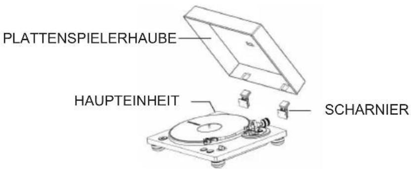 THOMSON TT450BT - Befestigen der Plattenspielerhaube - 1