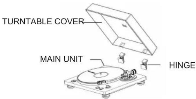 THOMSON TT450BT - Attaching the turntable cover - 1