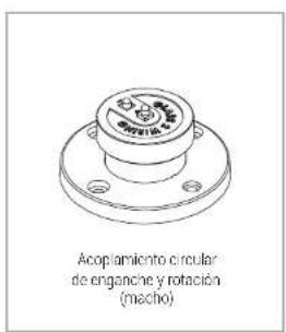 Acoplamiento circular de enganche y rotación (macho)