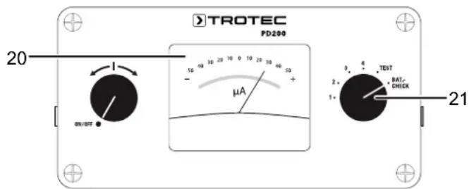 TROTEC PD200 - Contrôle des piles du récepteur d'impulsions - 1