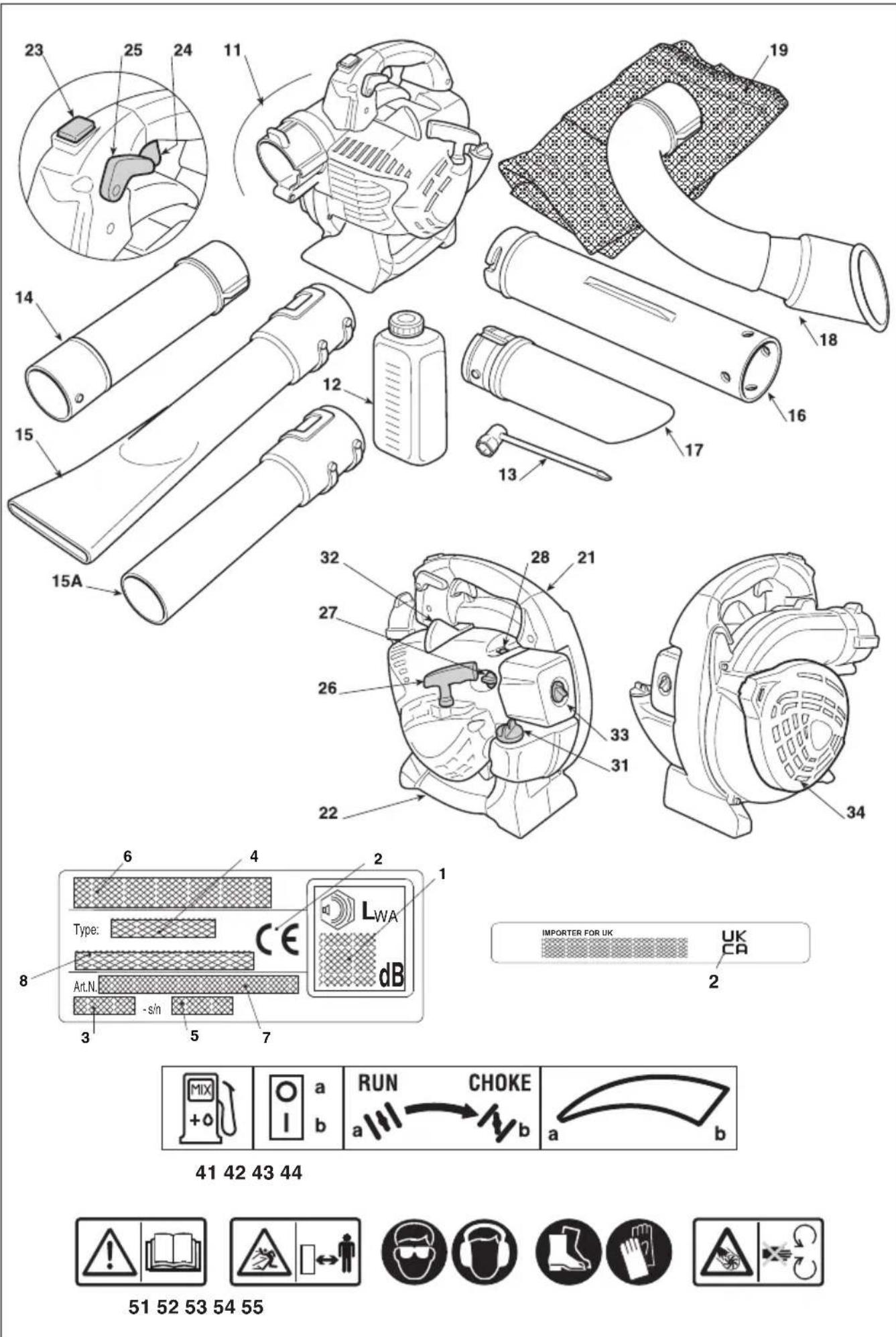 STIGA BL 530 V - Bahçecin elde taşnabilir üfleyici / Bahçecin elde taşnabilir aspirator KULLANIM KILAVUZU - 1