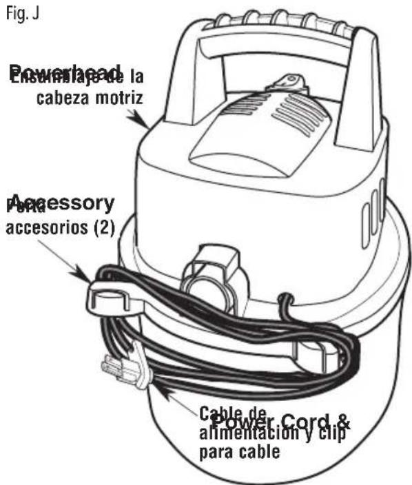 Craftsman CMXEVBE17250 - Almacenamiento del cable de alimentación (Fig. J) - 1