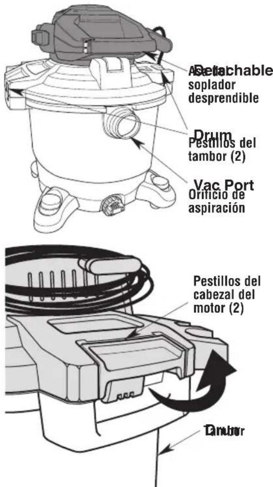 Craftsman CMXEVBE17607 - Para retirar el ensamblaje del cabezal del motor separándolo del tambor: - 1