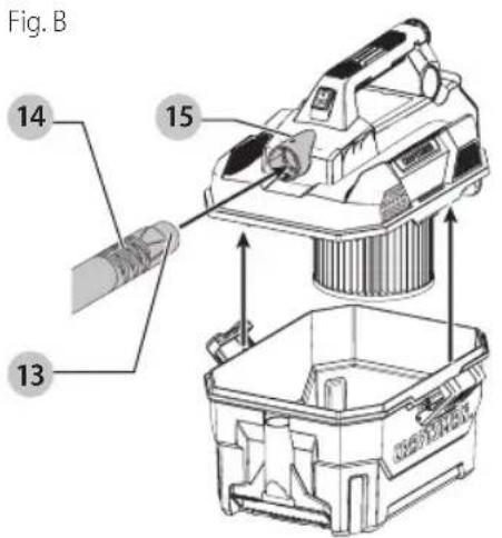 Craftsman CMCV002 - Instalacion de la Manguera de la Aspiradora (Fig. A, B) - 1
