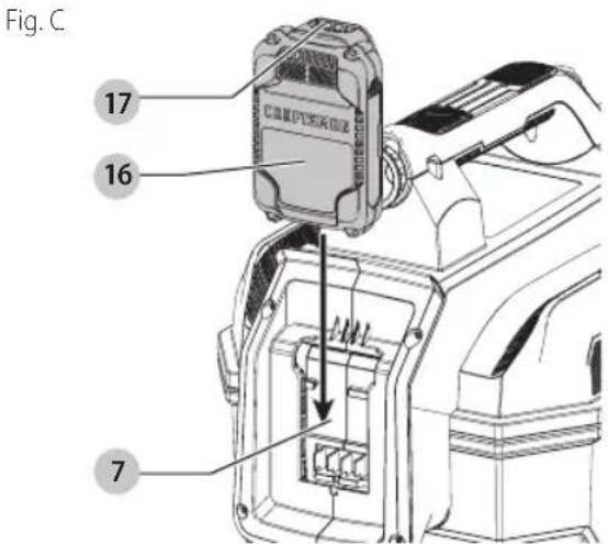 Craftsman CMCV002 - Installation et retrait du bloc-piles (Fig. C) - 1