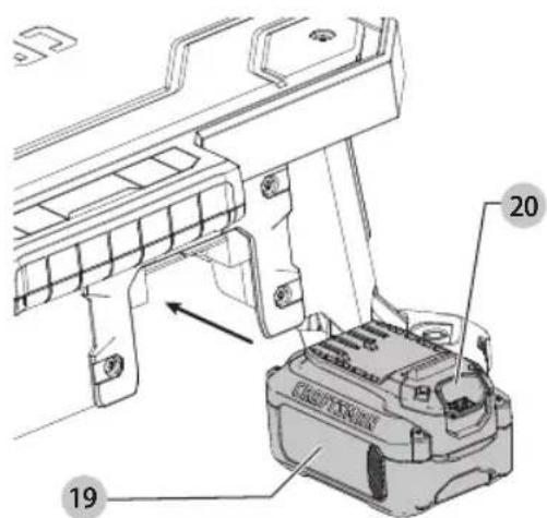 Craftsman CMCS4000M1 - Installing and Removing the Battery Pack (Fig. J) - 1