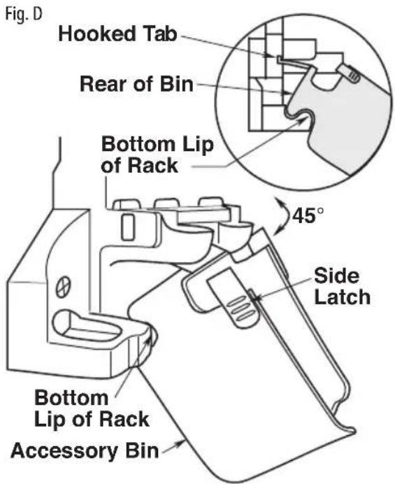 Craftsman CMXEVBE17925 - Assembling Accessory Bin to Lower Rack (Fig. D & E) - 1