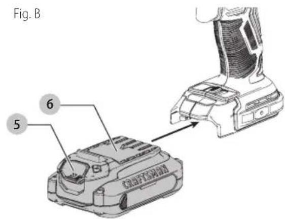 Craftsman CMCF820D2 - como Instalar y Retirar la Unidad de Bateria (Fig. B) - 1