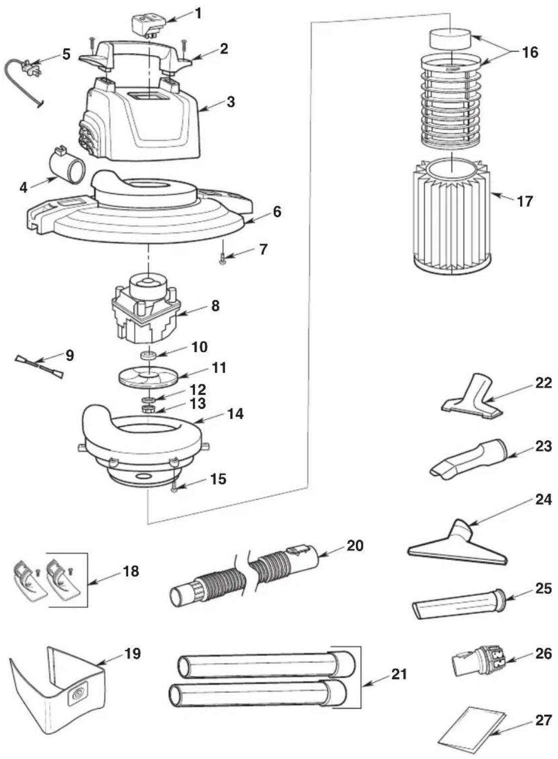 Craftsman CMXEVBE17656 - Aspirateur de liquides et de poussières de 75 Litres (20 Gallons) avec chariot Modèle N° : CMXEVBE176560 - 1