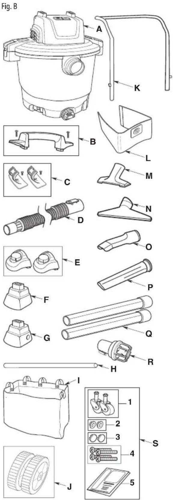 Craftsman CMXEVBE17656 - CONTENIDO DE LA CAJA DE CARTON (Fig. D) - 1