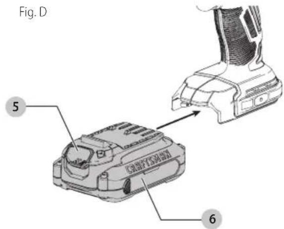 Craftsman CMCF810C2 - Como Instalar y Retirar la Unidad de Bateria (Fig. D) - 1