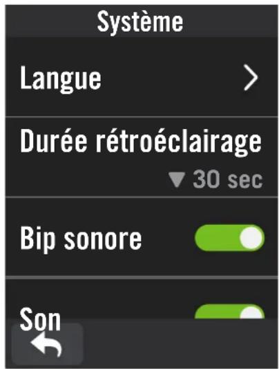 Bryton Rider S500 - Paramètres système - 1