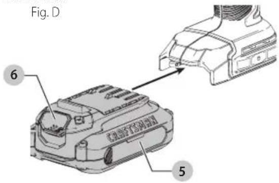 Craftsman CMCF800C1 - Cómo Instalar y Retirar la Unidad de Batería (Fig. D) - 1