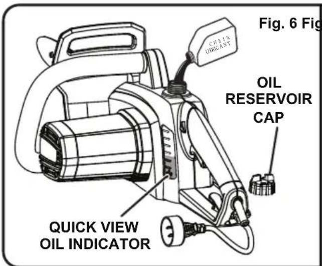 LawnMaster CS1216 - ADDING BAR AND CHAIN LUBRICANT (See Fig. 6) - 1