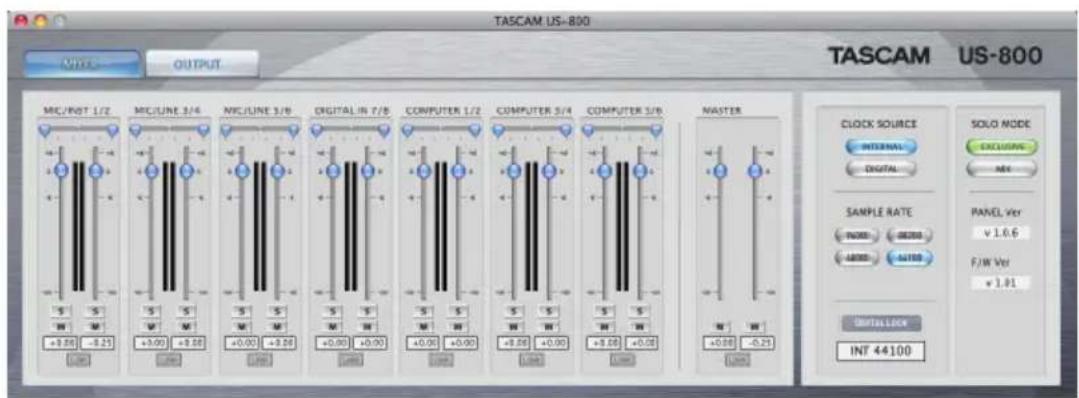 TASCAM US800 - Écran d'onglet Mixer (mélangeur) - 2