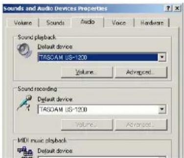 TASCAM US1200 - Windows XP et lecteur windows media - 2
