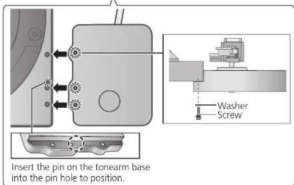 TECHNICS SHTB10 - Mounting the tonearm base to the player (continued) - 3