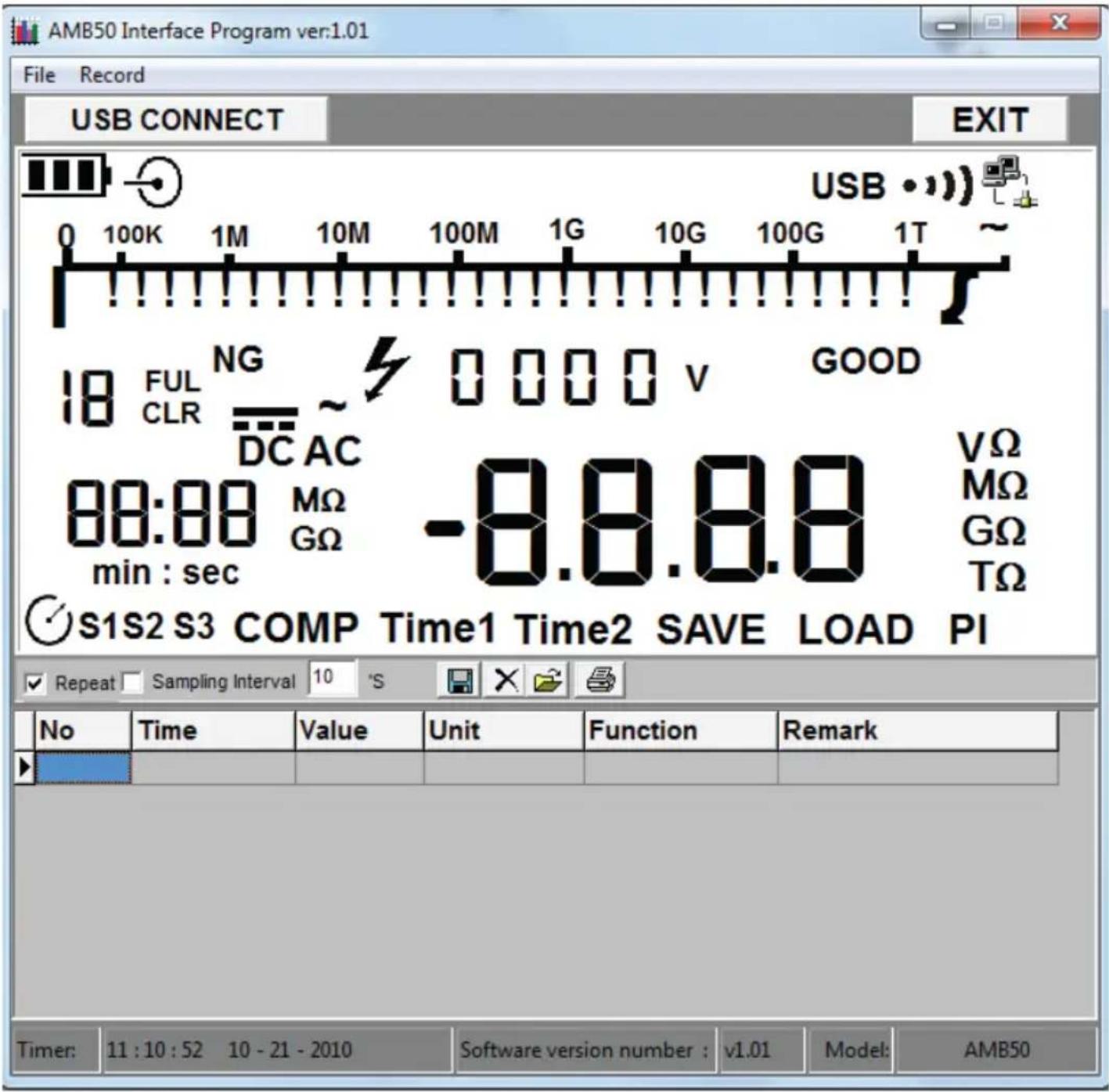 Amprobe AMB50 - Uso del programma d'interfaccia dell'AMB-50 - 2